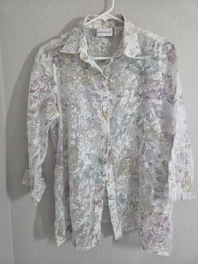 Alfred Dunner Women's Pastel Floral Button-Down Shirt
